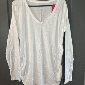 isabel Maternity white long sleeve v neck shirt size L